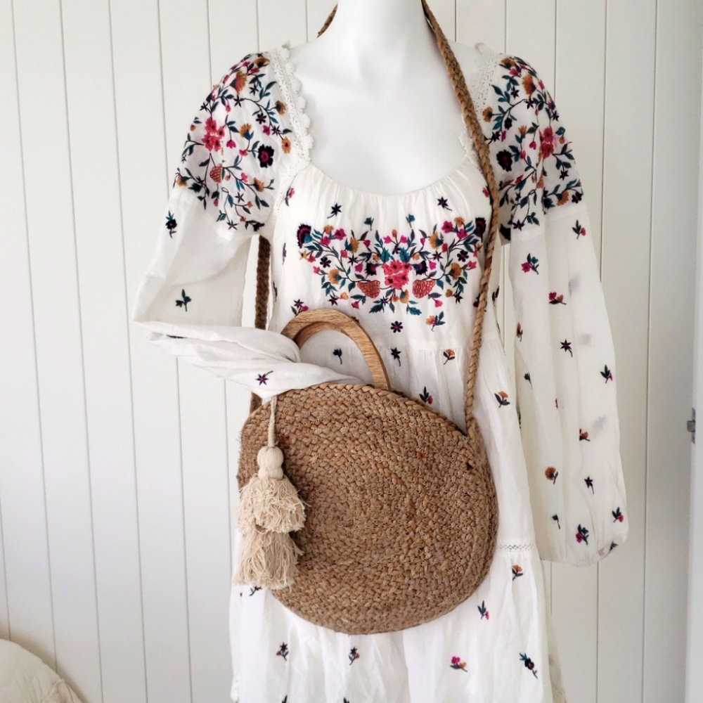 ZARA Bohemian Crossbody Jute Bag